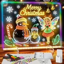 Kids LED Drawing Board: 6 Modes, 8 Colors, Light Up Pad with Battery Box