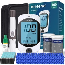 Metene TD-4116 Blood Glucose Monitor Kit, 100 Glucometer 207 Piece Set