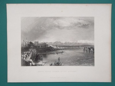 TURKEY Adana on Seyhan River Mount Taurus - 1837 Antique Print by Bartlett