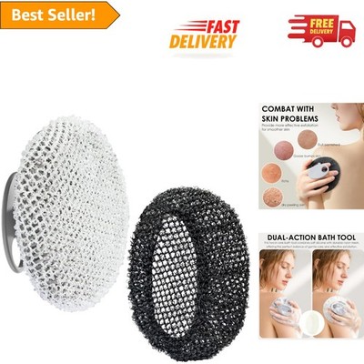 Gentle Exfoliation Shower Sponge with Silicone Brush & Nylon Net - Compact