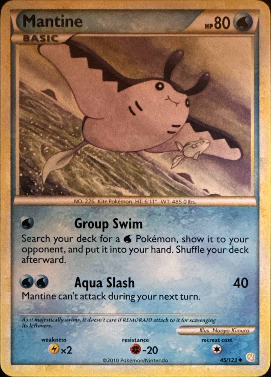 Mantine 45/123 Uncommon HeartGold & SoulSilver Pokemon Lightly Played