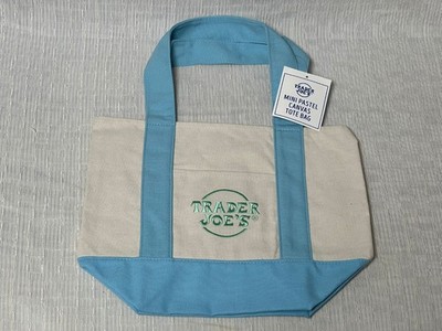 Trader Joe's Mini Pastel Canvas Tote Bag celeste