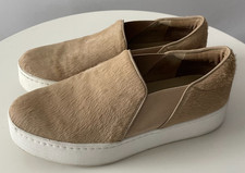 Vince Haircalf Slip On Sneakers Women 7M Beige Nude Pony Hair Leather Platform