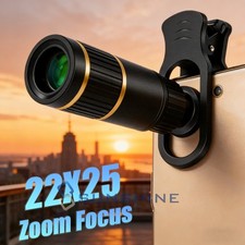 22X Telephoto Zoom Lens Monocular for Smartphone Camera Camping Hunting w/ Clip