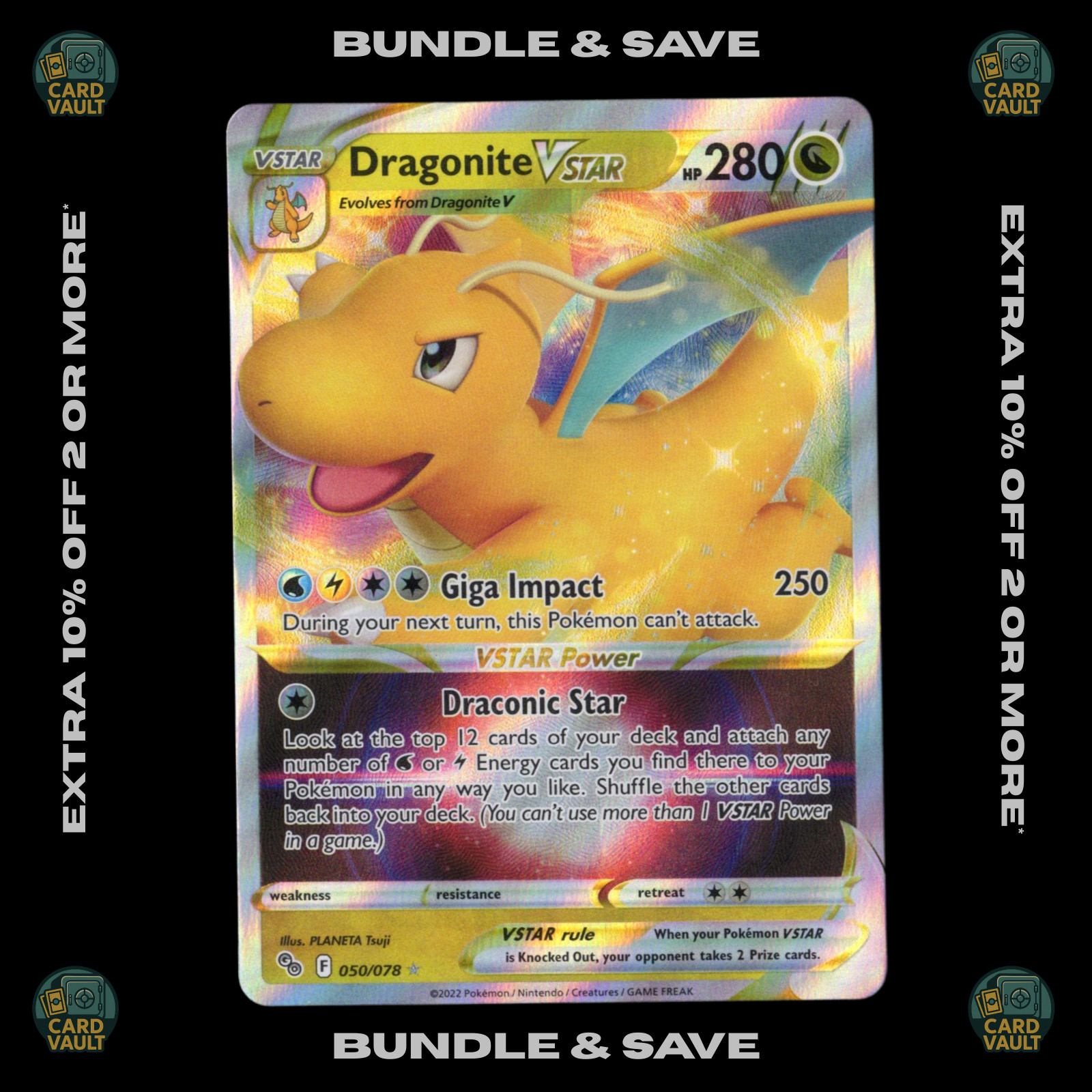 Dragonite VSTAR - 50 - Go - Pokemon Card - Near Mint