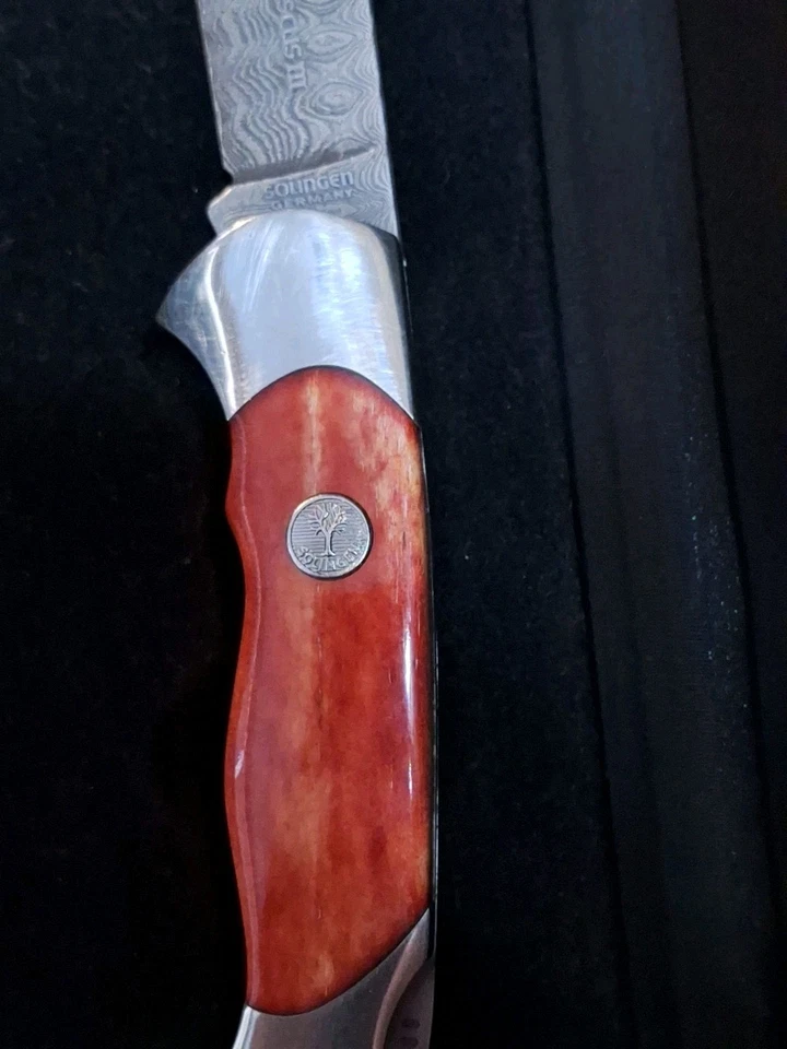 CUCHILLO EXPLORADOR BÖKER DAMASCUS III NUMERADO 849 MAFRED SACHSE FORJADO EN ESTUCHE COMO NUEVO Foto 4 de 4