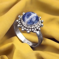 Natural Sodalite Gemstone 925 Sterling Silver Ring All Size Anniversary Gift DR