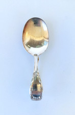 Vtg Oneida Community Silverplate Baby Spoon Thumb Loop Original Box Affection