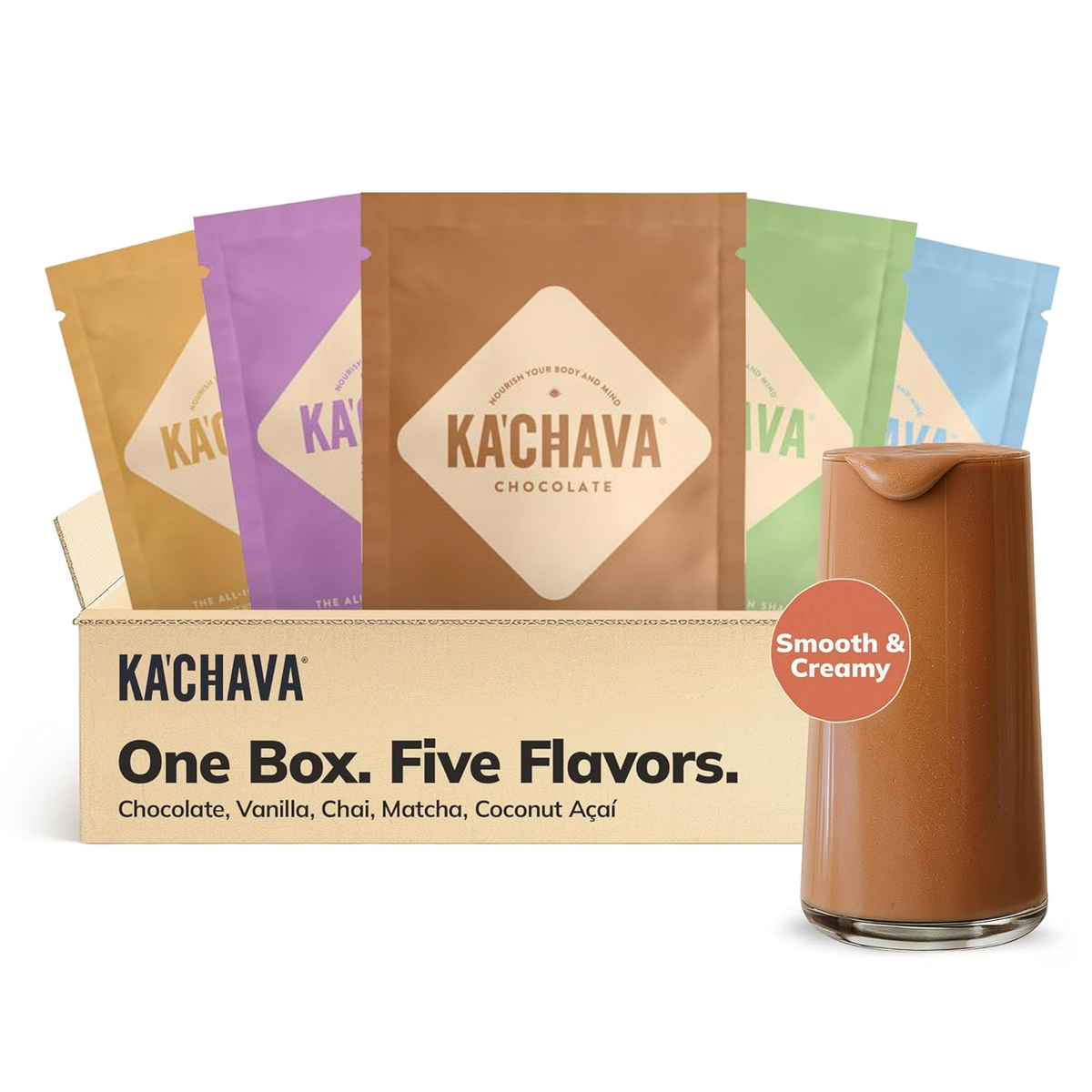 Ka'Chava All-In-One Nutrition Shake Blend, 5 Flavor Sample Pack, 5