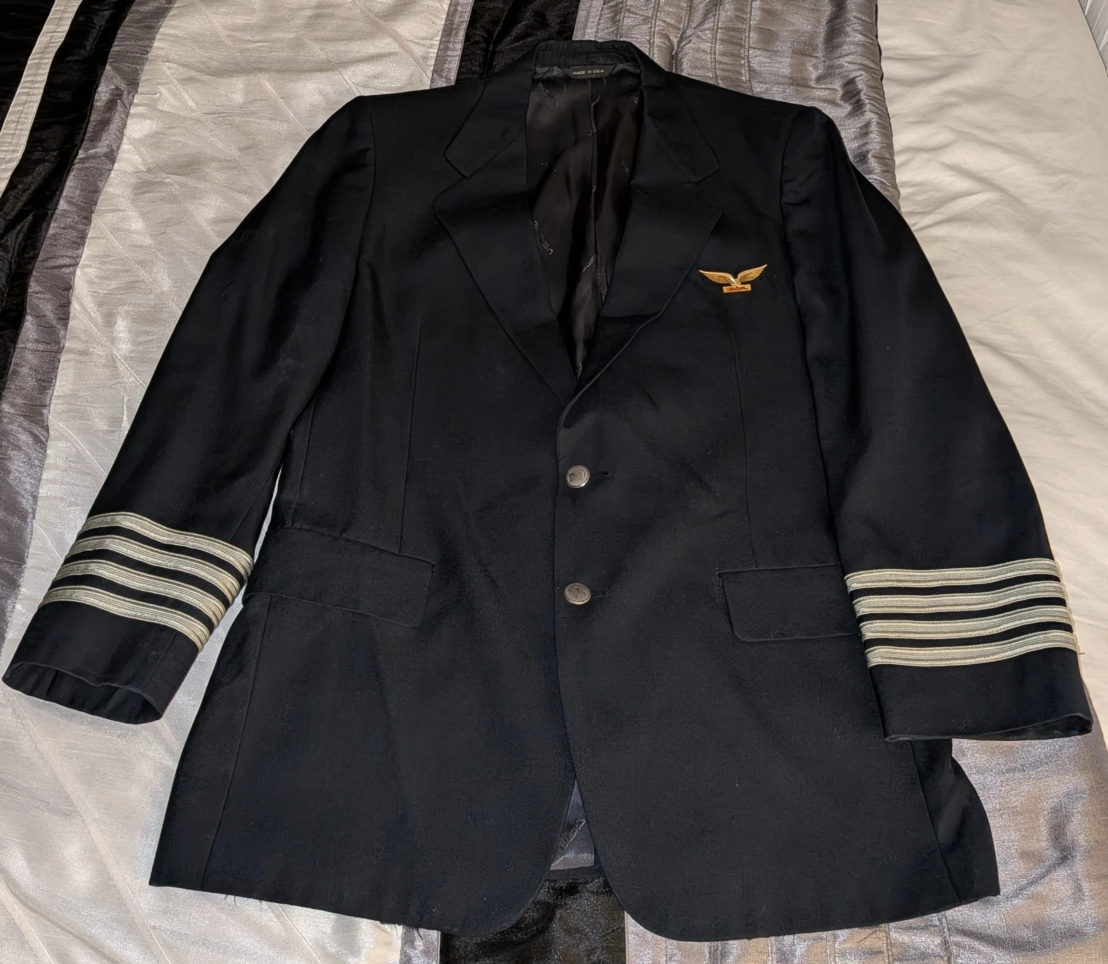 US AIR AIRLINE S PILOT'S VTG ORIGINAL CAPTAINS FULLY LINED CUSTOM JACKET JKT !!! image 11