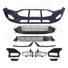 For 2019 2020 Ford Fusion Front Bumper Cover Upper Lower Grille Fog Light&Covers