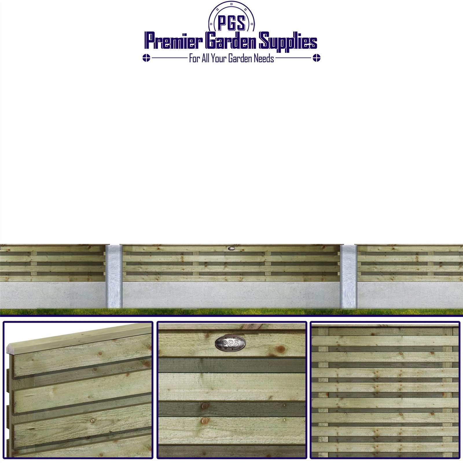 6ft x 1ft Roma Double Slatted Fence Panel Treated Timber Fencing Screen