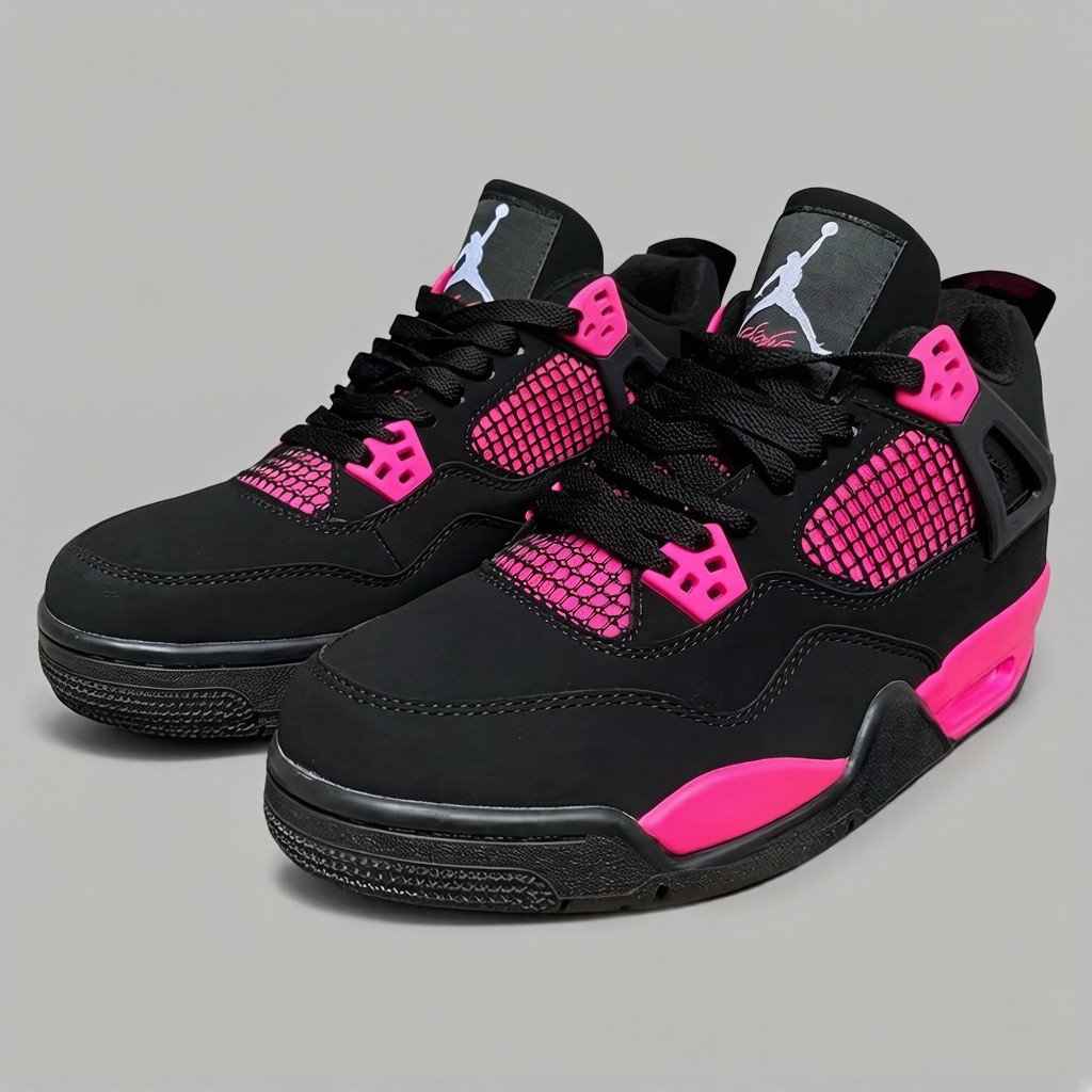 Uomo Donna AJ-4 Retro Military Casual Sneaker scarpe da basket EU36-46 Nero/rosa