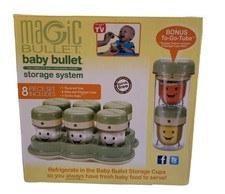 NIB Magic Bullet Baby Bullet Storage Systems 8 Piece Set Cups Tray To Go Tube