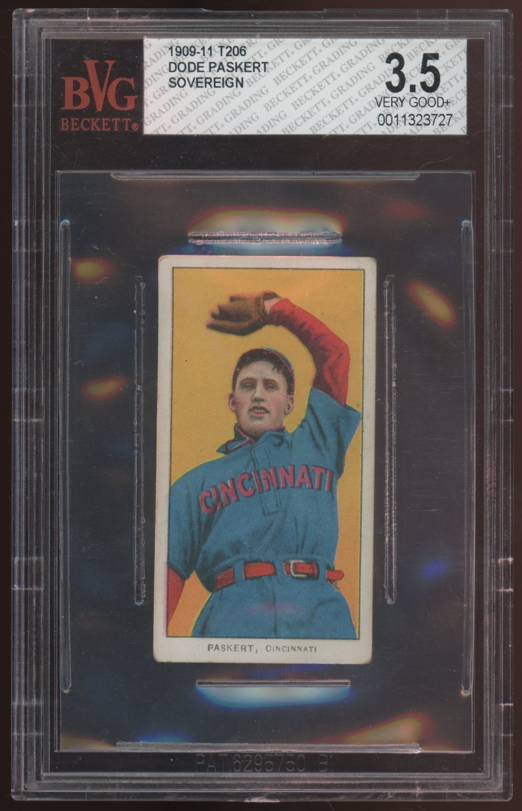 1909-11 T206 Sovereign 350 Dode Paskert - BVG 3.5 - Cincinnati Reds