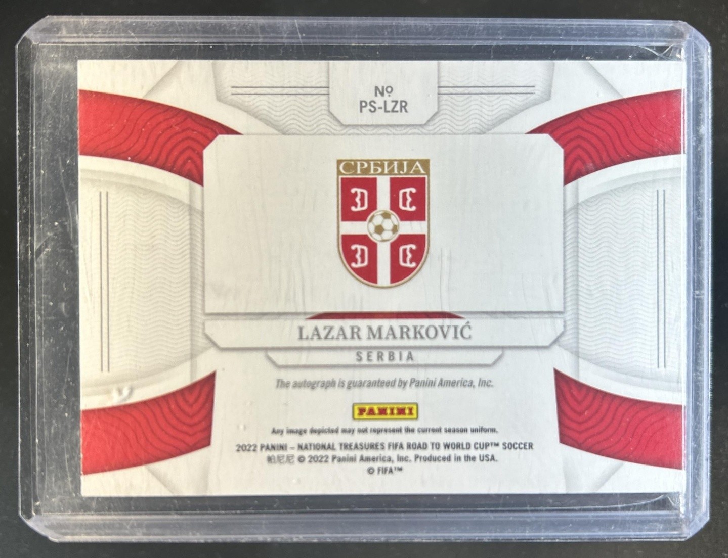 2022-23 National Treasures World Cup Lazar Markovic Peerless Ruby Auto #/25 view 2