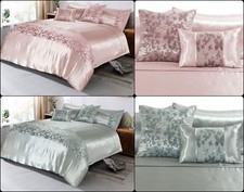Aisha Embroidery Duvet Cover Set OR Filled Cushions Sequin Butterfly Silver Pink