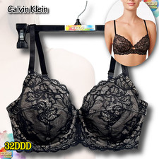 NWT Calvin Klein 32DDD Seductive Comfort Full Coverage Lace Bra QF1741 Black