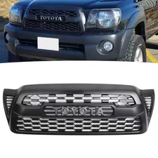 Front Bumper Upper Grille Mesh Grill For 2005-2011 Toyota Tacoma Matte Black ABS