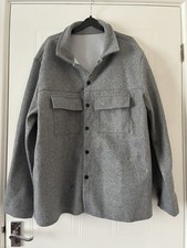 Casual Mens Buttoned Long Sleeve Shacket Shirt Jacket Xxl grey new no tags
