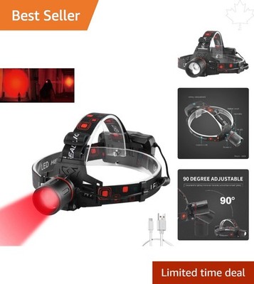 Multi-Mode Rechargeable Red Headlamp for Night Hunting - 250 Yard Beam Distance