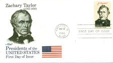 PRESIDENT ZACHARY TAYLOR 1986 ARTMASTER CACH FDC BIOGRAPHY ON REVERSE UNADDR