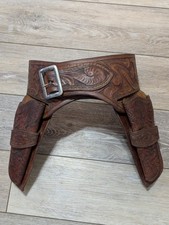 Vintage Hand Tooled Leather Two Gun Holster - Mexico