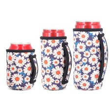 3 Pack Reusable Can Sleeve Handle Abstract Floral Neoprene 1216oz