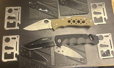 Coast Knife Lot (2) Credit Card Knives, Pocket Multi Tools 