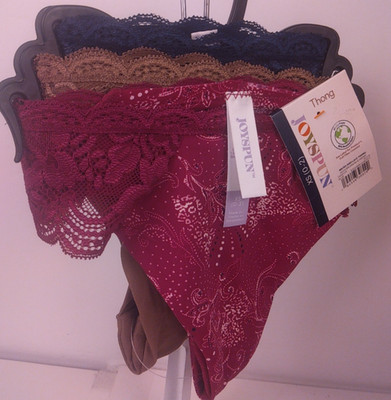 Joy Spun Ladies 3 Pack Micro Lace Thongs Size XS(0-2) - New.                (64)