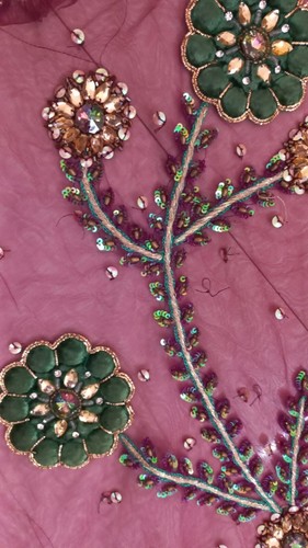 Worn Once, Beautiful Hand Beaded Bridal Red Saree with Blouse, Petticoat-11988 - Picture 12 of 18