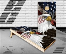 American Flag Eagle Camo 2 Cornhole Boards Bean Bag Toss Game