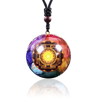 Day Day Up 7 Chakra Gemstone Reiki Energy Crystals Chakra Orgonite Pendant Ne...