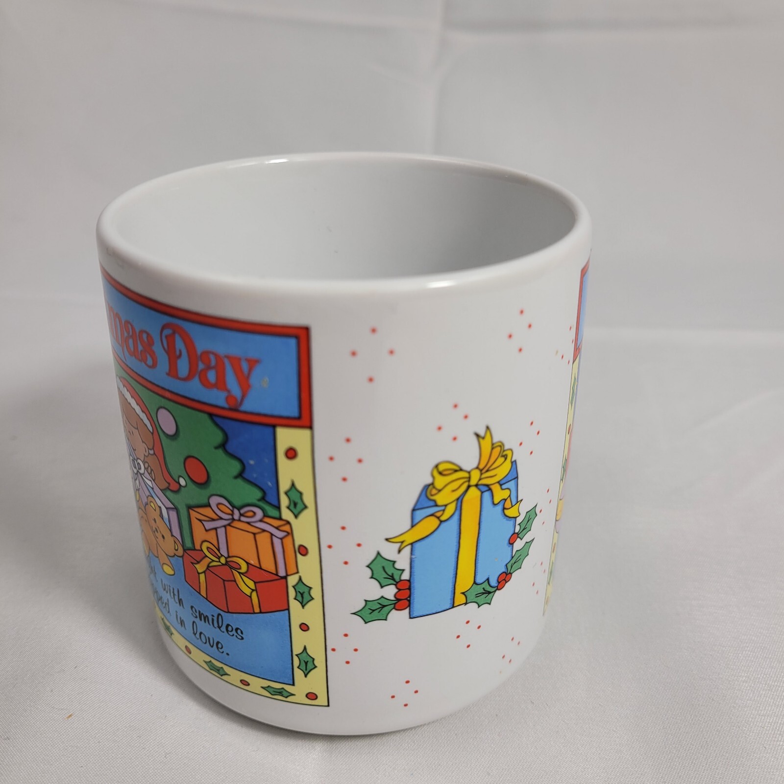 Vintage Russ Berrie & Co Christmas Day Coffee Cup Mug Wrapped In Love