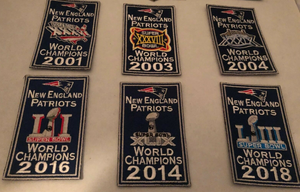 New England Patriots 6x Super Bowl Champions Banners Patch Set Of 6 2 5 X 4 Ebay