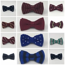 Mens Classic Knit Adjustable Bow Tie Pre Tied