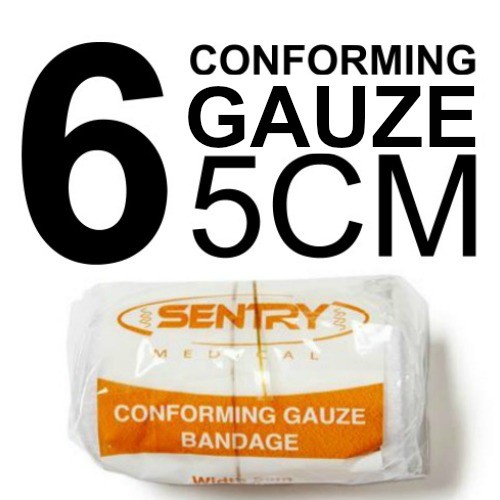 6 X CONFORMING GAUZE BANDAGE 5CM x 1.75M AMADA FIRST AID - Picture 1 of 1