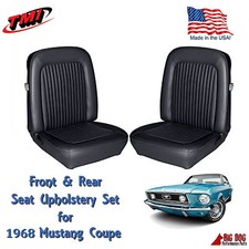 1968 Mustang Black Coupe Front Rear Seat Upholstery - Made By Tmi