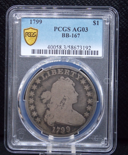 1799 U.S. $1 Silver DRAPED BUST Dollar 7x6 STAR BB-167 PCGS AG3