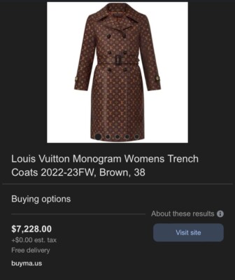 Louis Vuitton Monogram Womens Trench Coat