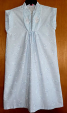 VTG Pale Blue Flowered Sleeveless Summer Nightgown Mandarin Collar - Medium