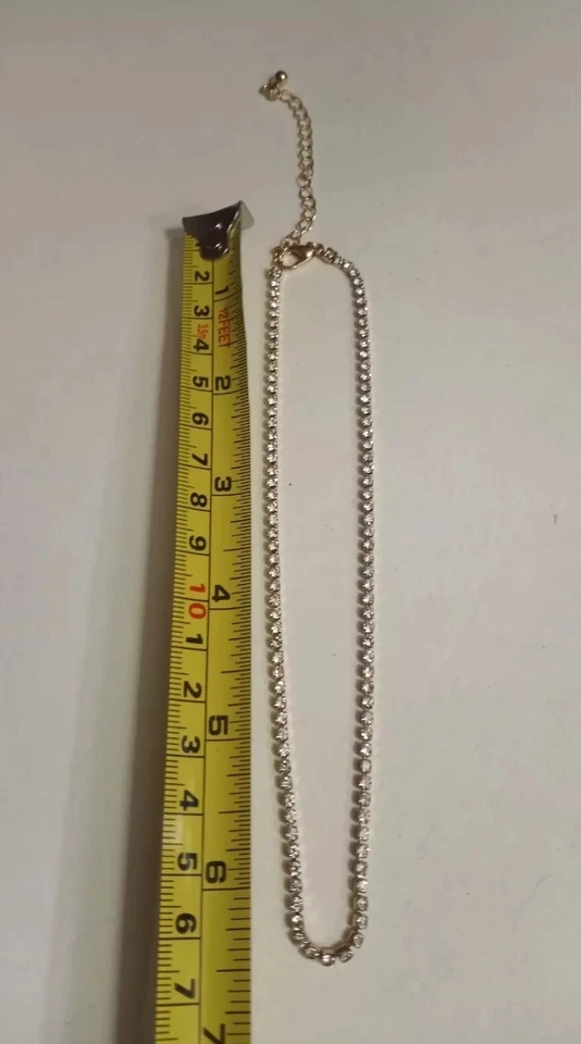 Rosegold Cubic Zirconia Tennis Choker Bridal Glam Necklace  NEW - Image 3 of 4