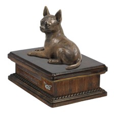 Chihuahua Short-Haired Wooden Urn With A Portrait Art-Dog