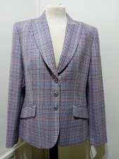 Basler Light Purple Tweed Style Jacket Size 12 Uk Virgin Wool Decorative Buttons