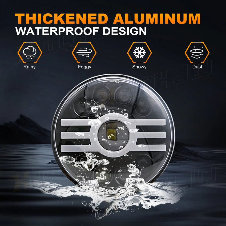 Par de bombillas de luz de cabeza de faro de vidrio de haz sellado LED de 7" 6V súper brillantes Foto 3 de 4