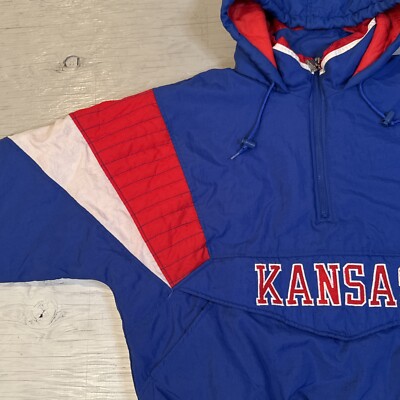 Vintage 90s Starter NCAA Kansas Jayhawks 1/2 Zip Pullover Hooded