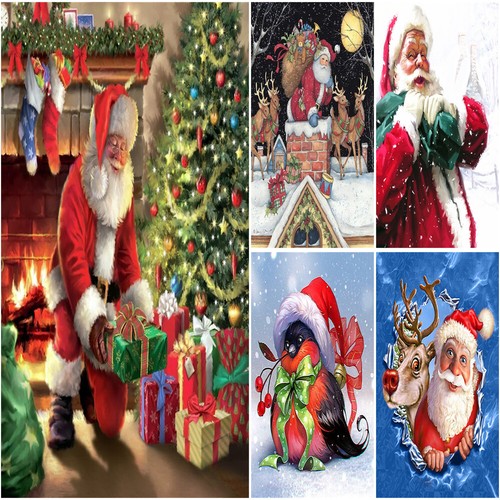 Large Santa Claus Birds 5D Diamond Painting Cross Stitch Art Embroidery Picture - Picture 3 of 17
