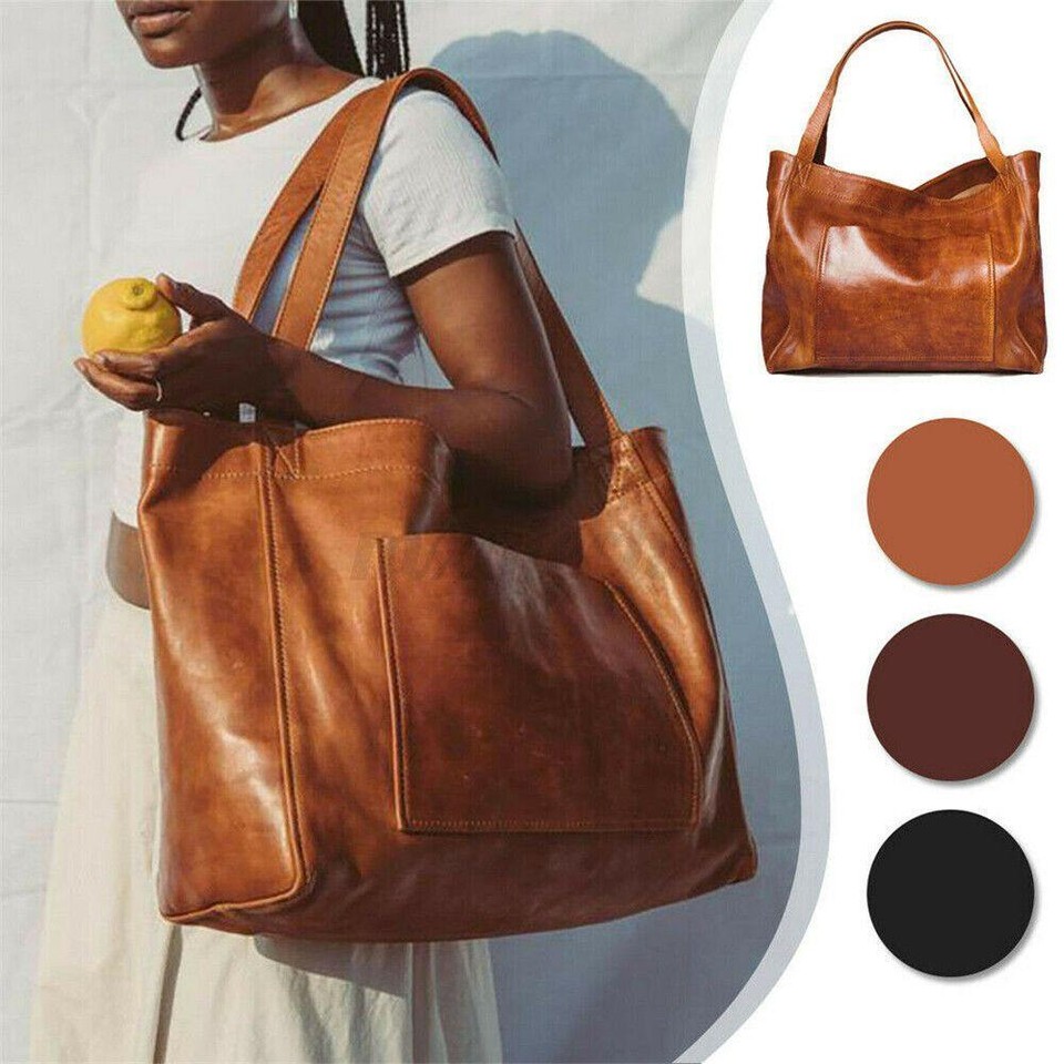 Women Extra Large Casual Soft Leather Handbag Shoulder Shopper Bag Tote
