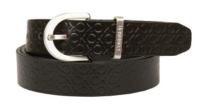 Cintura CK CALVIN KLEIN vera pelle con tessuto logato altezza 2,5