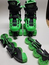 Roller Derby Boys 2-in-1 Roller/Inline Skates Black/Green, Size 12-2